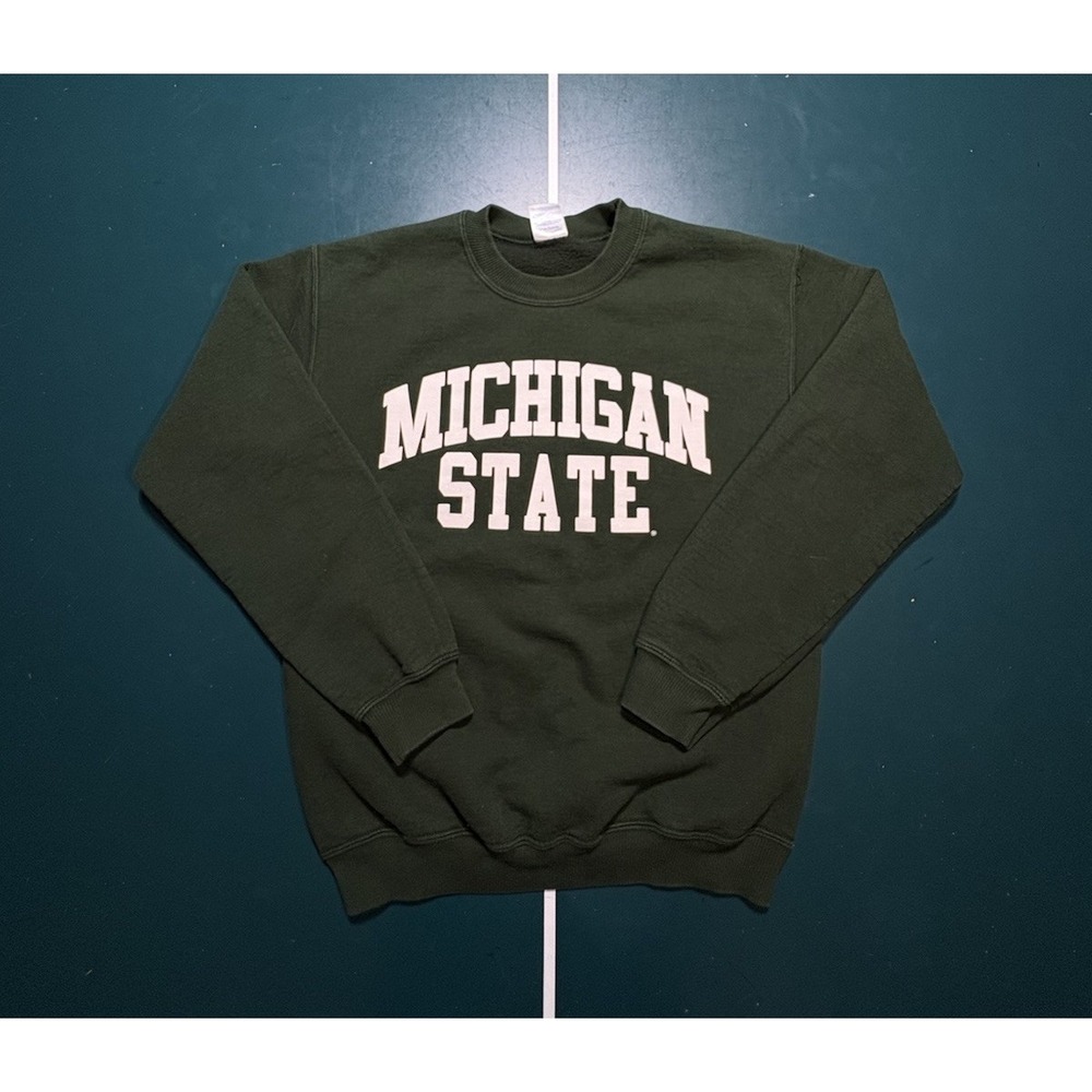 Vintage Michigan State Crewneck Sweatshirt Men's Small Green White Pullover NCAA